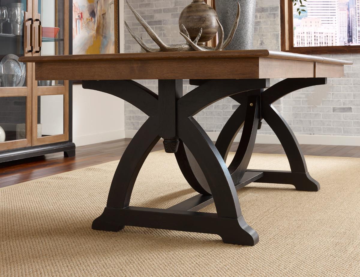 Kincaid Furniture Stone Ridge 72056P Transitional Rustic Trestle Table with Two Extension